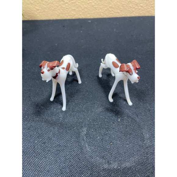 Vintage Miniature Hand Blown Jack Russel Fox terrier Milk Glass Dogs - Picture 2 of 8